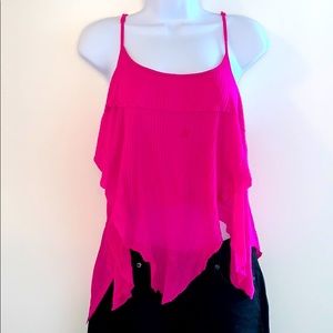 Free People Magenta Flowy Ruffle Tank